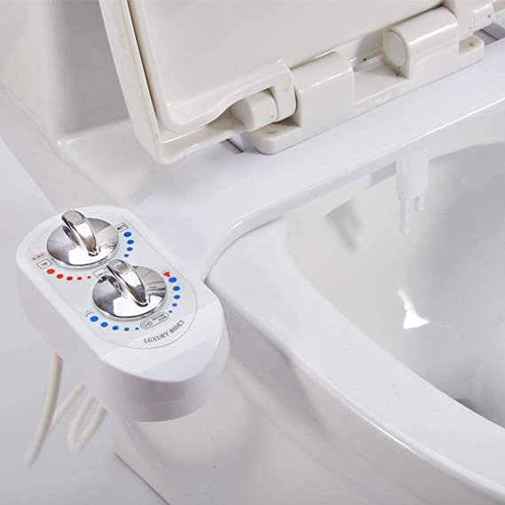 PLMOK Bidet Hot and Cold Double Spray Simple Body Cleaner Butt Flusher Without Electric Smart Toilet Cover