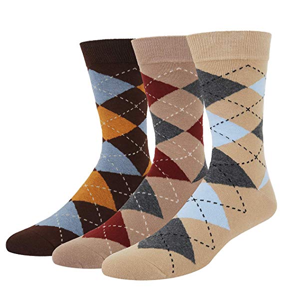 Men's Dress Socks Fun Colorful Argyle Assorted Colors Funky Socks Value Pack