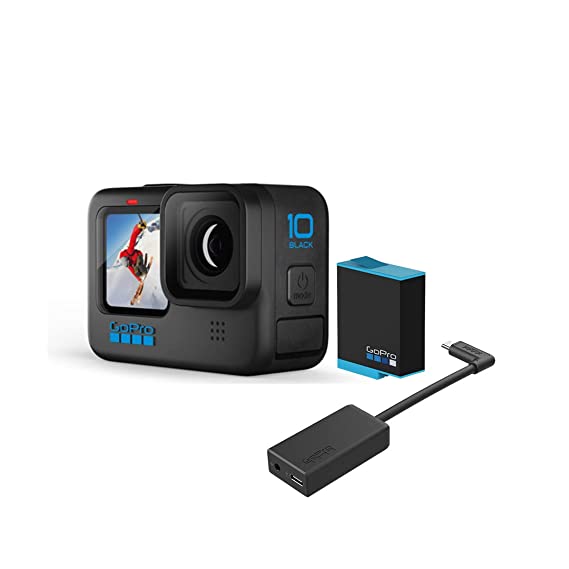 GoPro HERO10 Action Camera with Free Mic Adapter and Extra Rechargeable Battery