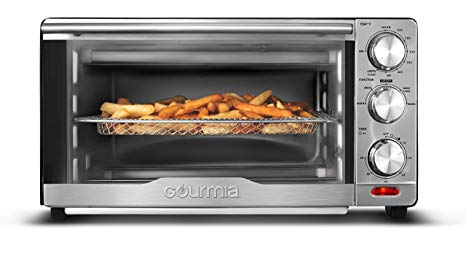 Gourmia GTF7350 6-in-1 Multi-function, Stainless Steel Air Fryer Oven - 6 Cooking Functions - Fry Basket, Oven Rack, Baking Pan & Crumb Tray, Included   Recipe Book