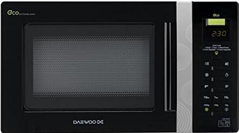 Daewoo KOR6AOR Digital ECO Microwave, 800 Watt, 20 Litre - Black/Silver Handle