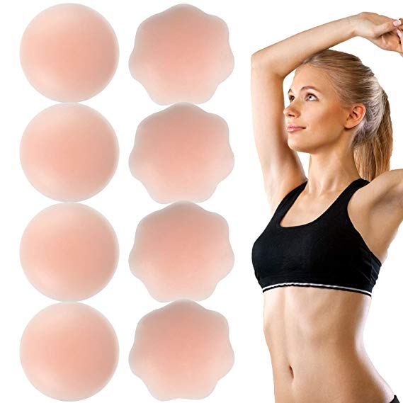 NippleCovers,SAOYA Invisible Reusable Silicone Nipple Cover & Disposable Non-Woven Fabric Breast Pasties for Women