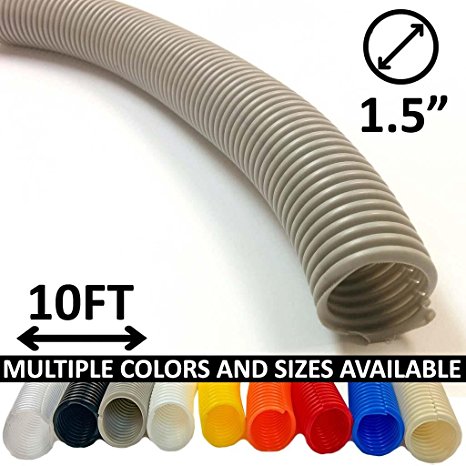 1.5" Split Wire Loom Tubing - Color: Gray - 10 Feet