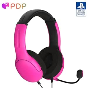 PDP AIRLITE Wired Headset, Officially Licensed Sony PlayStation 5, PlayStation 4, PS5/PS4/PS3/PC, Lightweight Durable Headphones, 3.5mm audio jack, Noise-canceling Flip-to-Mute Mic, Nebula Pink