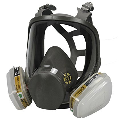 Holulo Full Face Facepiece Respirator Paint Spray Mask with 2 x Organic Vapor Cartridges