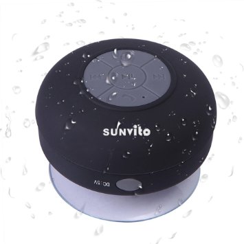 Sunvito Bluetooth Speaker,Mini Water Resistant Wireless Hands-Free Shower Speaker with Suction Cup,6hrs of Playtime for iPhone 6,6s Plus,iPod Touch,iPad Air 2,Mini,4,Samsung Galaxy S6 Edge and Other Enabled Devices