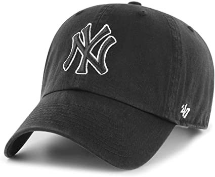 '47 York Yankees Clean Up Dad Hat Cap Black/White Outline