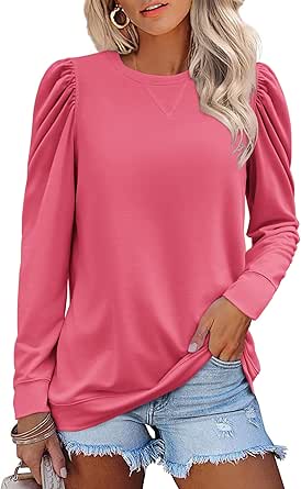 Zeagoo Tunic Tops for Women 2024 Fall Long Sleeve Shirts Casual Crew Neck Pullover Lightweight Soft Relaxed Sweatshirt