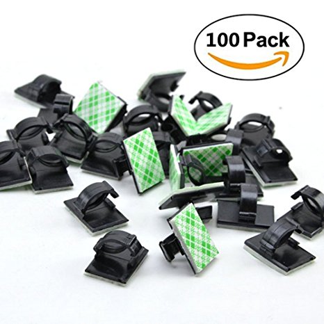 UPZHIJI 100 Pieces Adhesive Cable Clips Wire Clips Cable Wire Management Wire Cable Holder Clamps Cable Tie Holder for Car, Office and Home