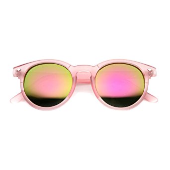 Colorful Frosted Retro P3 Flash Mirror Lens Horned Rim Round Sunglasses