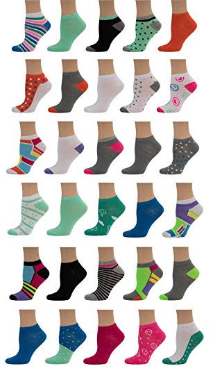 30-PAIR!!(0.39 a PAIR) Women’s Neon No-Show Socks–Solid & Patterned–Size 9-11–Fun & Comfortable–Ideal Gift For Girls & Women