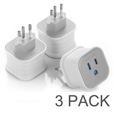 Brazil Travel Adapter Set, BESTEK USA to Brazil Power Adapter Plug Kit - Type N - 3 Packs