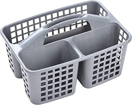 ALINK Plastic Shower Caddy Basket with Compartments - Gray