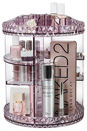 Sorbus Rotating Makeup Organizer, 360° Rotating Adjustable Carousel Storage for Cosmetics, Toiletries, and More — Great for Vanity, Bathroom, Bedroom, Closet, Kitchen (Purple)