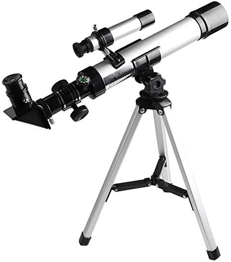 Telescope for Kids Focal Length 400mm Aperture 40mm with Compass &Tripod& Finder Scope, Refractor Portable Kids' Telescope and Beginners' Telescope for Exploring The Moon and Its Craters