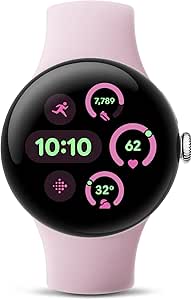 Google Pixel Watch 3 (41mm) Latest Model - Android Smartwatch, Heart Rate Tracking, Fitbit Advanced Running, Fitness Insights, 24-Hour Battery - Polished Silver Aluminum Case - Rose Quartz Band WiFi