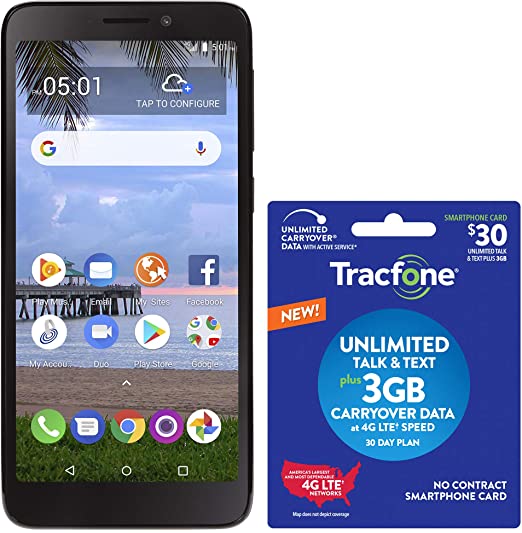 Tracfone TCL A1 4G LTE Prepaid Smartphone (Locked) with $30 Airtime Bundle