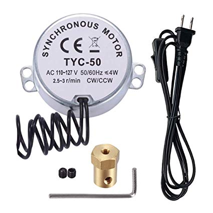 5/6 RPM Electric Turntable Synchronous Synchron Motor with 7mm Flexible Coupling Connector & 6ft Power Cord Switch Plug - AC 100V~130V 50/60Hz for Cup Turner, Tumbler Turner Rotator& Cuptisserie