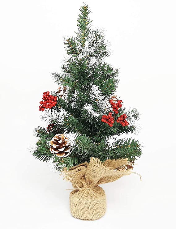 Leaflai Chrismas Trees, 1.5ft Christmas Tree Decorations Table Top Artificial Xmas Tree with Base for Table, Fireplace, Indoor Decoration