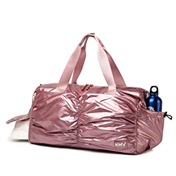 Fashion Metallic Coating Lightweight Women Gym Duffle Bag with Independent Shoe Compartment