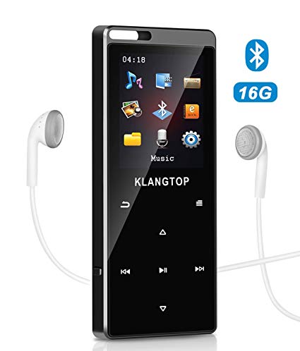 MP3 MP4 Player 16G KLANGTOP Bluetooth 4.1 Lossless Sound Audio Music Player with FM Radio Voice Record Function Special Design for Sport and Music Lovers,Expandable up to 128GB TF Card