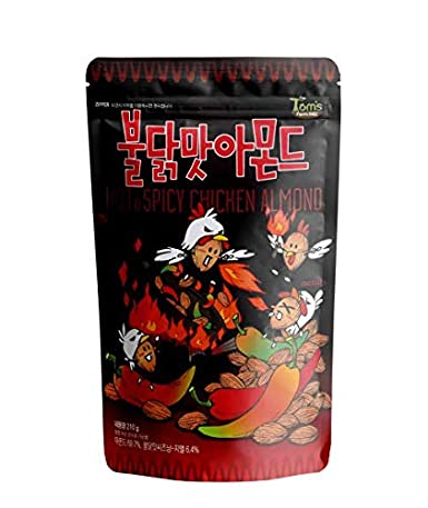 Gilim Tom's Farm Korean Seasoned Almonds Buldak(Hot&Spicy Chicken) Flavor (210g) x 1 Pack