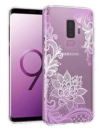 Galaxy S9 Plus Case,Casetego Clear Soft Flexible TPU Case Rubber Silicone Skin with Flowers Floral IMD Printed Back Cover for Samsung Galaxy S9 Plus-Purple Flower