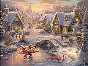 Ceaco Thomas Kinkade - Mickey and Minnie Sweetheart Holiday Puzzle - 1000 Pieces