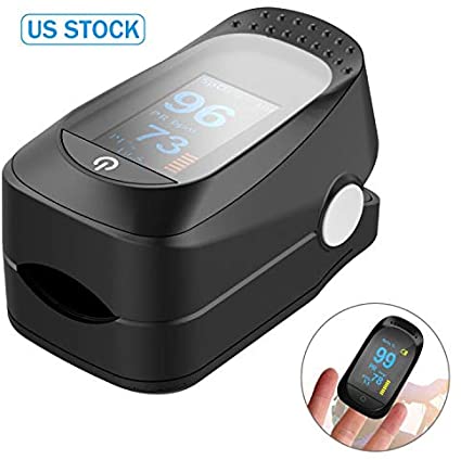 Fingertip Pulse Oximeter Blood Oxygen Saturation Monitor for Pulse Rate with Lanyard OLED Display(Black)