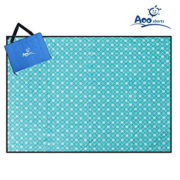 Aoosborts Picnic Blanket Water Resistant, Beach Blanket Sand Proof, Wind Proof with Stakes,Machine Washable Outdoor Blanket Mat