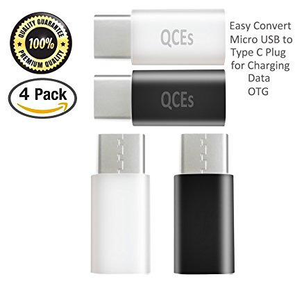 USB C Charging Adapter for Samsung Galaxy S8, QCEs USB Type C Male to Micro USB Female Adapter with Data Syncing and Quick Charging for Apple MacBook Pro, Nintendo Switch, OnePlus 3T, LG G5 G6