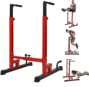 Yes4All Dip Stand 500 LBS Capacity, 80 Levels Adjustable Dip Bars, Dip Station Machine for Home Gym