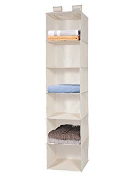 Hanging Closet Organizer, MaidMAX 6-Shelf Collapsible Hanging Accessory Shelves with 2 Widen Velcros for Clothes and Shoes Storage for Gift, Beige