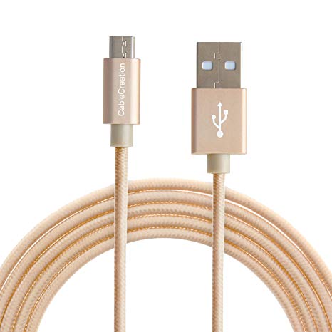 Micro USB Cable, CableCreation 6 Feet USB 2.0 to Micro-USB Cable, High-Speed A Male to Micro B Triple Shielded Cable, 1.8 Meters/Gold Cotton & Aluminum