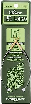 Clover Bamboo Circular Knitting Needles Takumi, 9-Inch Size 4