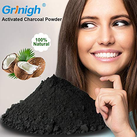 Grinigh Activated Charcoal Natural Teeth Whitening Powder - Organic Coconut Shell and Food Grade Formula - REMOVES BAD BREATH and TOOTH STAINS - Best Natural Tooth Whitener Product- Mint Flavor