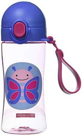 Skip Hop Zoo Lock-Top Sports Bottle, Butterfly, Pink