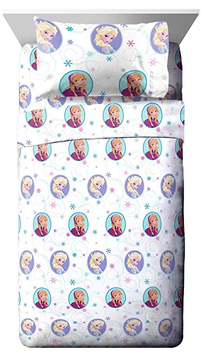 Jay Franco Disney Frozen Swirl Full Sheet Set - Super Soft and Cozy Kid’s Bedding Features Anna & Elsa - Fade Resistant Polyester Microfiber Sheets (Official Disney Product)