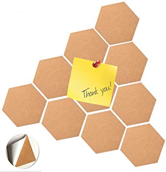 10 Pcs Hexagon Bulletin Cork Board Adhesive Wood Message Board For Photo Wall Office Classroom Background Billboard Decoration