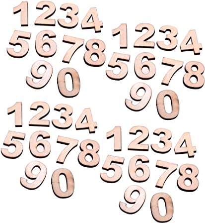 COSMOS 40 PCS Wooden Numbers for DIY Craft, Number 0 to 9, Total with 4 Sets