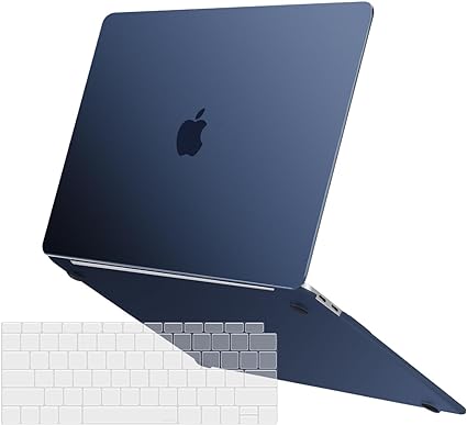 MOSISO Compatible with MacBook Air 13 inch Case 2022-2018 Release A2337 M1 A2179 A1932 Touch ID, Ultra-Thin Slim Natural Original Color Protective Case Plastic Hard Shell&Keyboard Cover, Midnight Blue