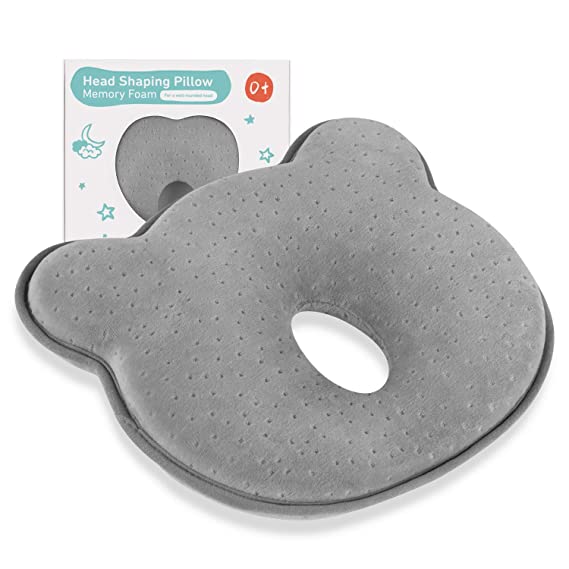 Newborn Baby Head Shaping Pillow,Preventing Flat Head Syndrome(Plagiocephaly),Made of Memory Foam Head and Neck Support Baby 3D Pillow for 0-12 Months Infant
