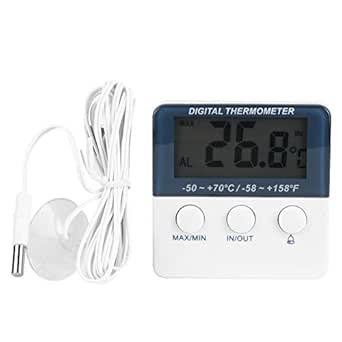 Mini Digital Alarm Thermometer Temperature Monitor Gauge, with Probe for Indoor Outdoor, (Indoor): 0??C - 50??C (32??F - 122??F), (Outdoor): -50 ?? C - 70 ?? C (-58 ?? F - 158 ?? F), 2.5x2.5x0.6 Inch