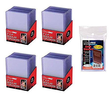 UltraPro 3" x 4" Clear Regular Top Loaders - 100 Total   Ultra Pro Clear Soft Sleeves - 100 Total