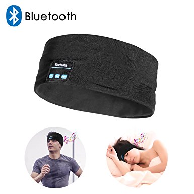 Bluetooth Sleep Headband Headphones, LC-dolida Bluetooth Wireless Music Sleeping Headsets Sport Headbands Built-In Speakers Microphone for Sleeping, Workout, Running, Yoga, Black