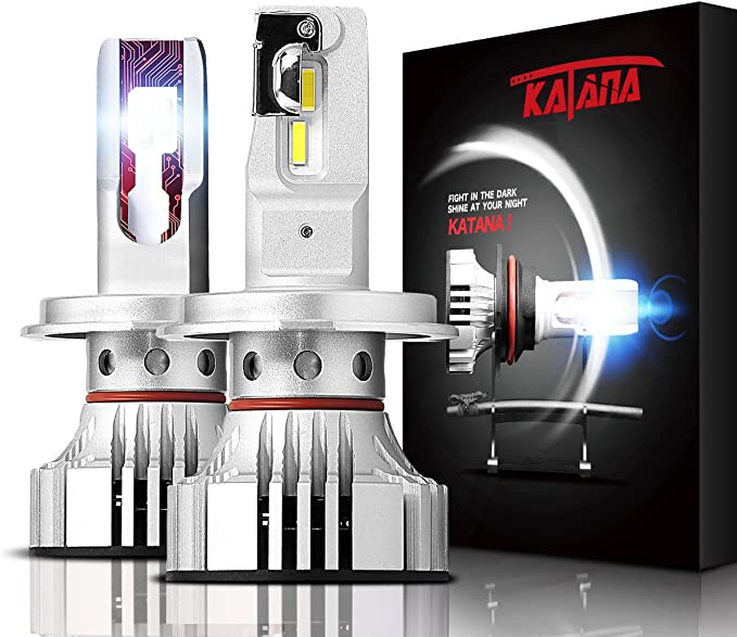 KATANA H4 9003 LED Bulbs - w/Adjustable Beam Design - 12000LM 72W 6500K Extremely Bright Conversion Kit of 2 Halogen Replacement