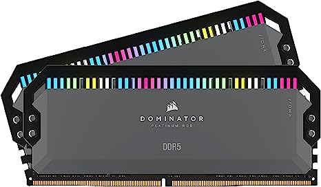 CORSAIR DOMINATOR PLATINUM RGB DDR5 RAM 32GB (2x16GB) 6000MHz CL36 AMD EXPO iCUE Compatible Computer Memory - Grey (CMT32GX5M2D6000Z36)