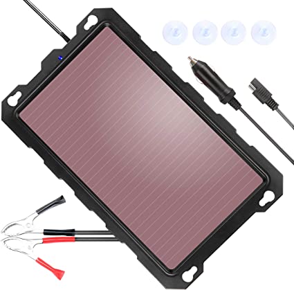 POWISER 3.3W Solar Battery Charger 12V Solar Powered Battery maintainer & Charger,Suitable for Automotive, Motorcycle, Boat, Marine, RV, Trailer, Powersports, Snowmobile, etc. (3.3W Amorphous)