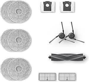 dreame Replacement Accessories Kit Compatible with X40 Ultra, L40 Ultra, 1 Main Brush, 2 Side Brushes, 2 Filters, 2 Dust Bags, 3 Pairs (6pcs) of Mop Pads