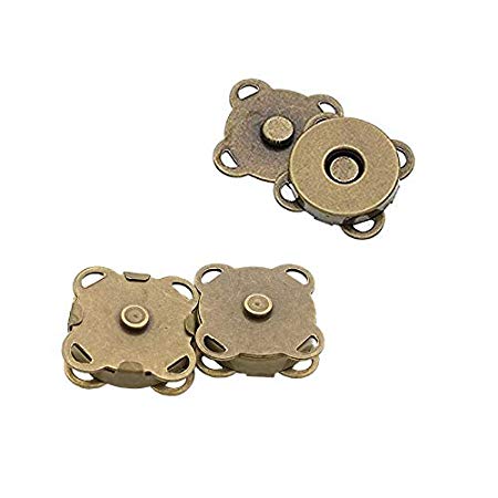 Chris.W 10 Sets 14mm Sew in Magnetic Plum Blossom Bag Button, Snaps, Clasps, Great for Purses Bags Clothes(Bronze)